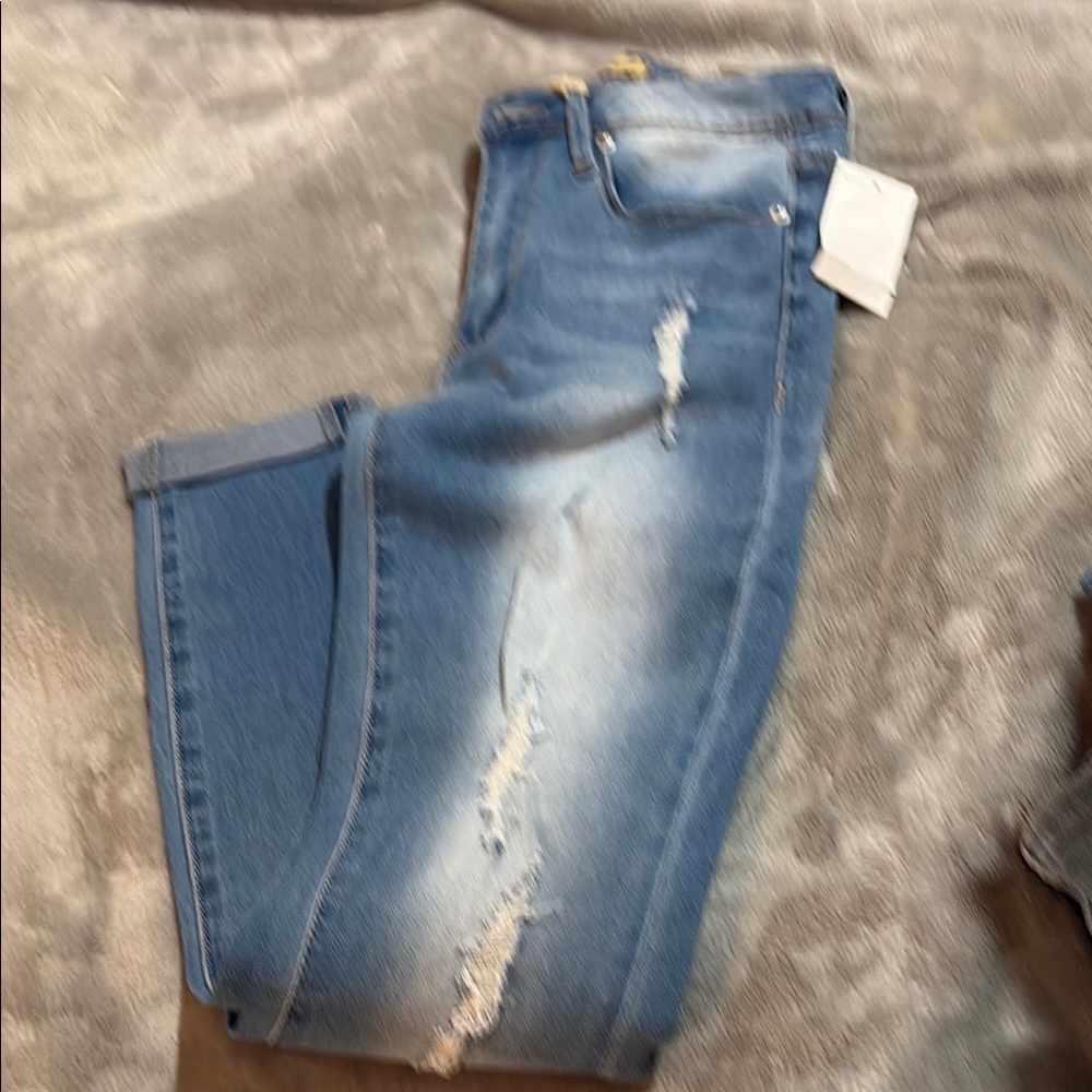 Stylish Distressed Blue Jeans
